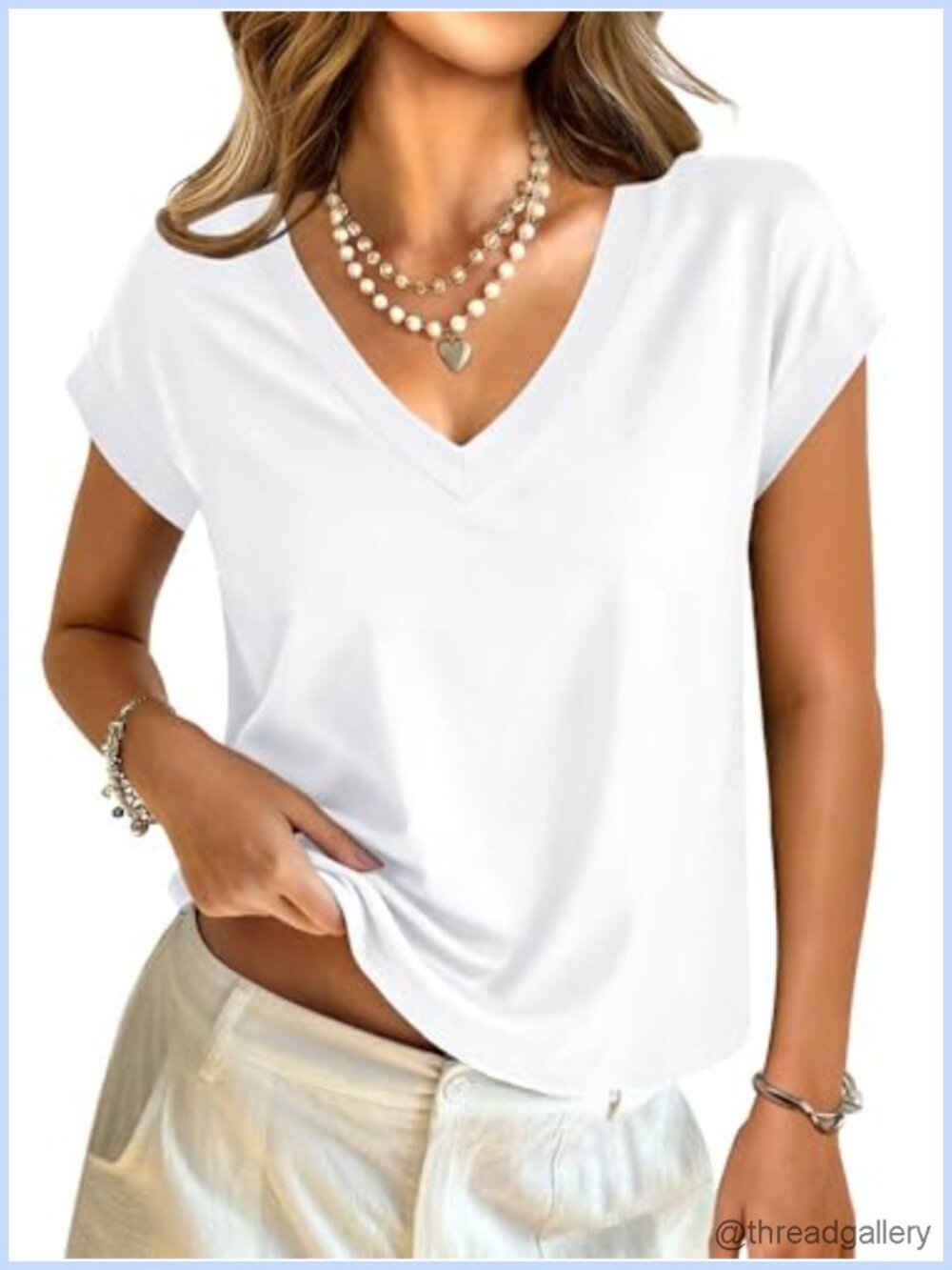 Womens Cotton Crop Top Short Sleeve V Neck Boxy Summer Tee